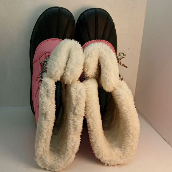 Cat & Jack Big Girls Pink & Gray Winter Snow Boots - Size 6 - Picture 5 of 6